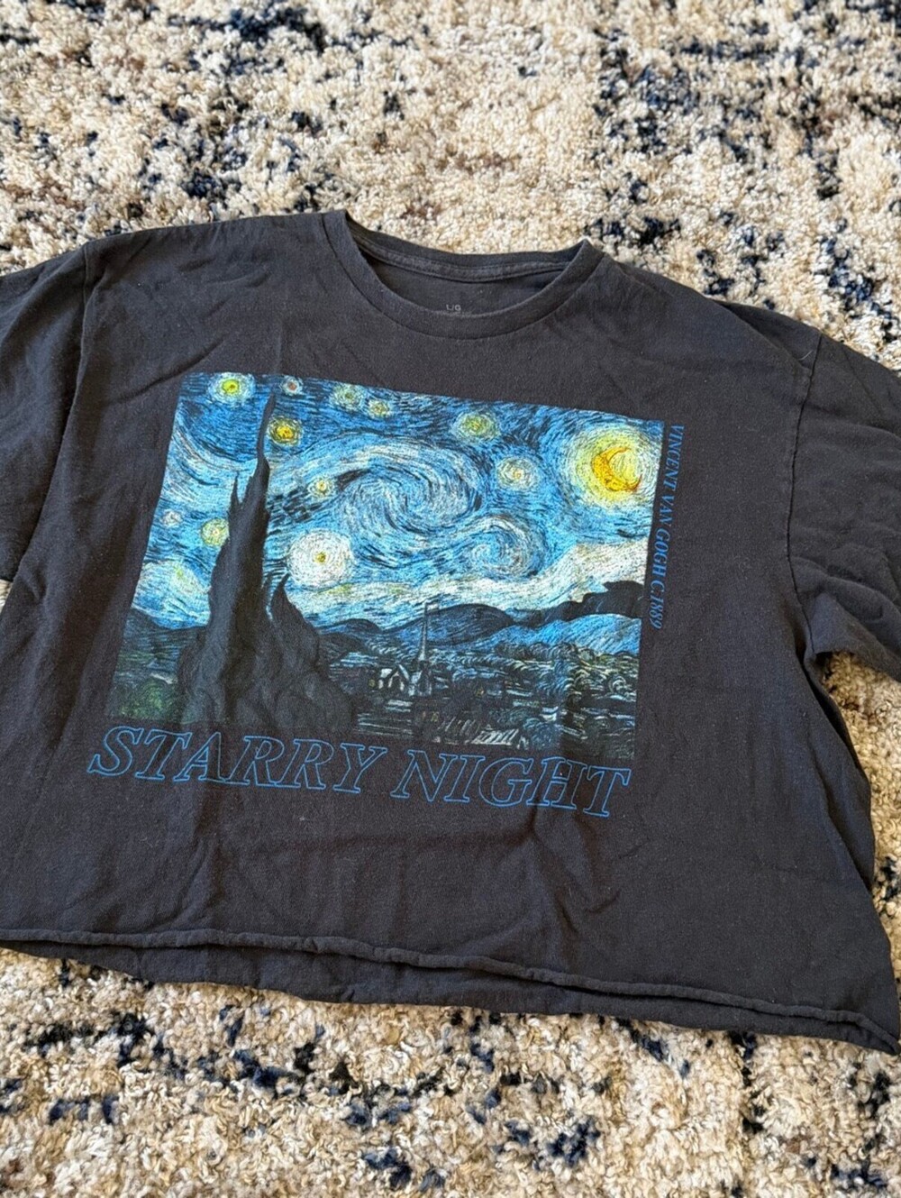 Starry Night Van Gogh Painting Graphic Tee Shirt L